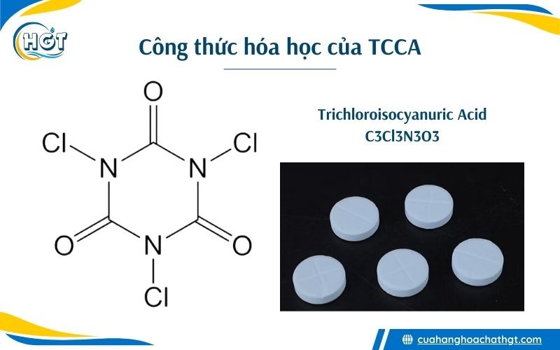 Công thức hóa học của hóa chất TCCA - Trichloroisocyanuric Acid - C3Cl3N3O3